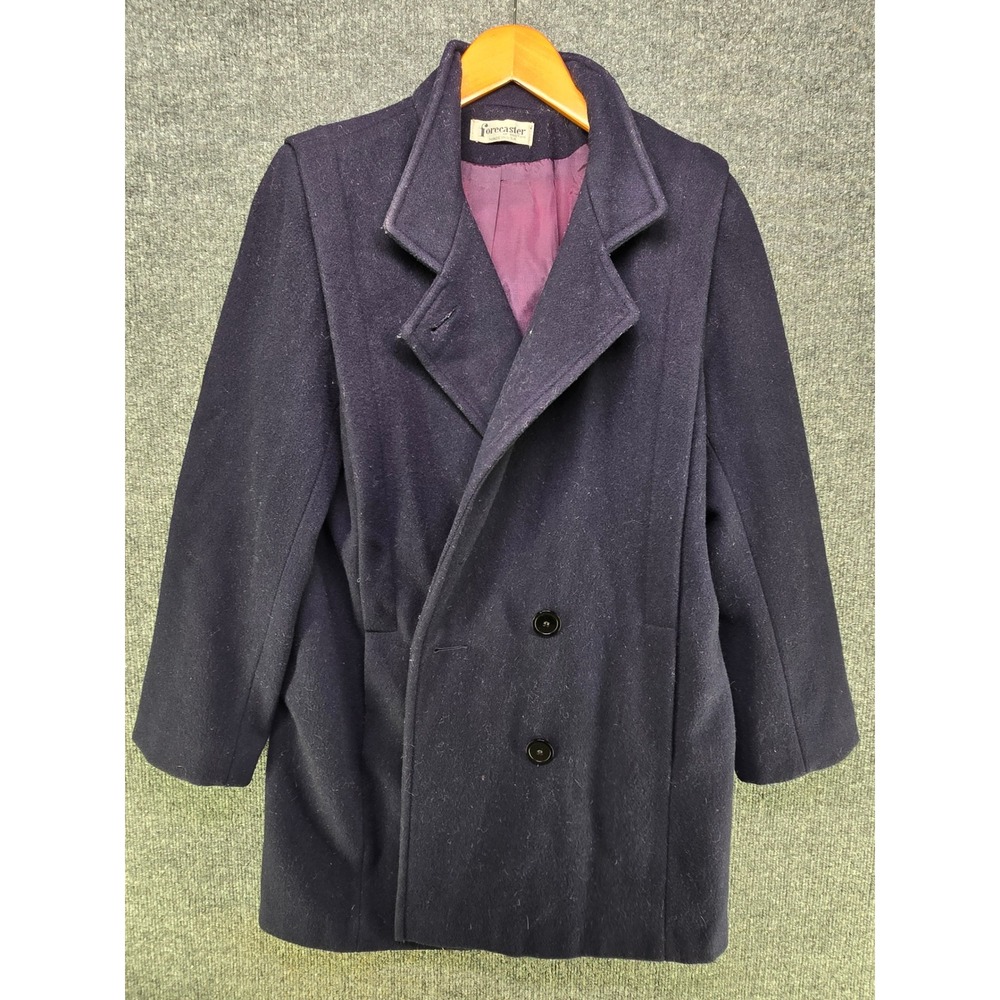 Forecaster of Boston Navy Blue Wool Blend Double Breasted Coat USA Made Size 5/6